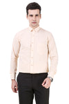 Solid Tailored Fit Cream Cotton Shirt