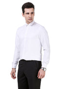 Solid Tailored Fit White Cotton Shirt