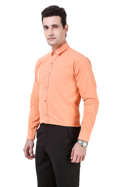 Solid Tailored Fit Saffron Cotton Shirt