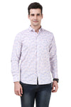 Floral Printed Tailored Fit Lavender Cotton Shirt