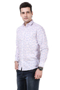 Floral Printed Tailored Fit Lavender Cotton Shirt
