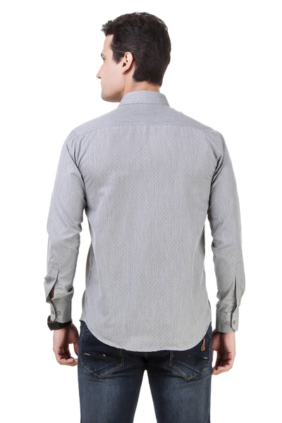 Dotted Tailored Fit Grey Cotton Shirt
