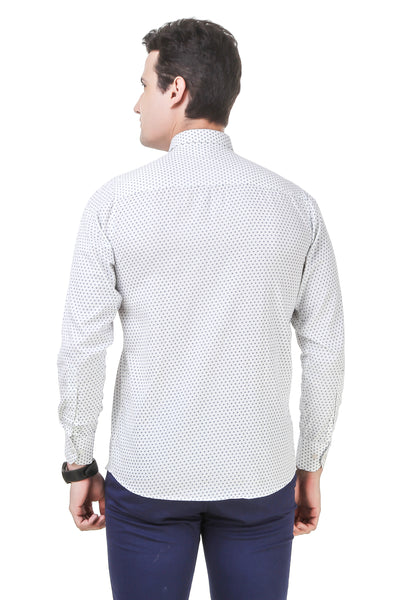 Dotted Tailored Fit White Cotton Shirt