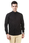 Solid Tailored Fit Black Cotton Shirt