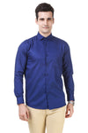 Solid Tailored Fit Royal Blue Cotton Shirt