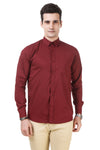 Solid Tailored Fit Maroon Cotton Shirt