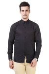 Printed Tailored Fit Black Cotton Shirt