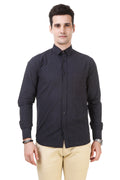 Solid Tailored Fit Charcoal Cotton Shirt