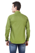 Solid Tailored Fit Green Cotton Shirt
