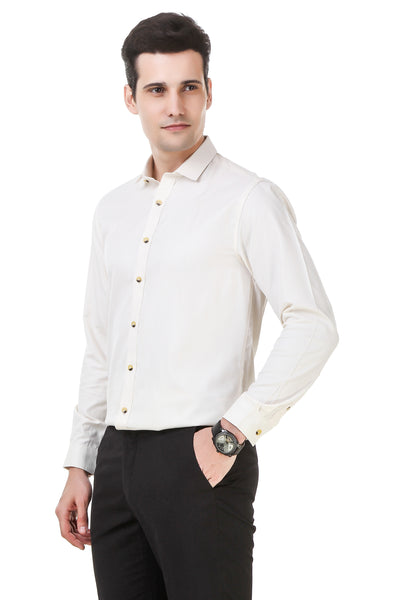 Solid Tailored Fit white Cotton Shirt