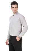 Solid Tailored Fit Grey Cotton Shirt