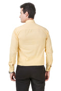Solid Tailored Fit Yellow Cotton Shirt