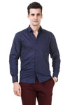 Dotted Tailored Fit Navy Blue Cotton Shirt