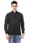 Dotted Tailored Fit Black Cotton Shirt