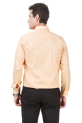 Solid Tailored Fit Peach Cotton Shirt